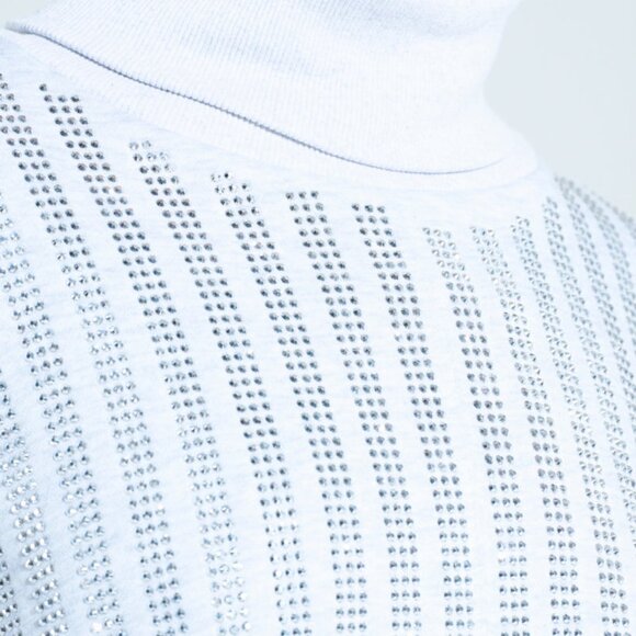 NWT AKIRA IMAGINE BLING SWEATSHIRT MINI DRESS IN GREY Size SMALL - Picture 5 of 6